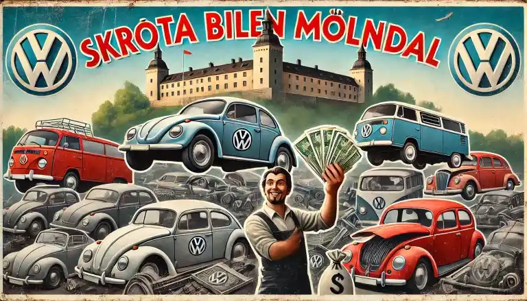 skrotbil i Mölndal hämtas med bärgningsbil för återvinning och ersättning