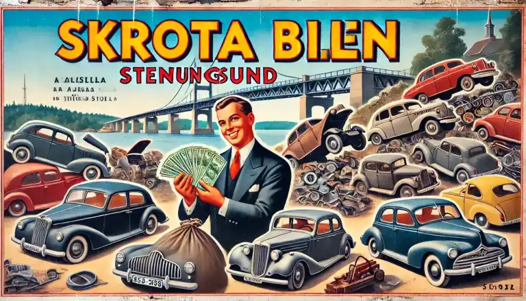 skrotbil i Stenungsund hämtas med bärgningsbil för återvinning och ersättning